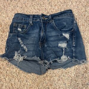 Shein Trendy Blue Distressed Jean Shorts